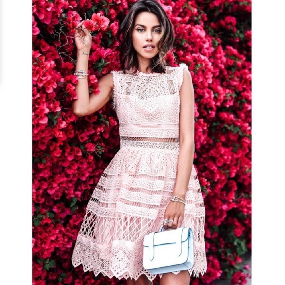 Alexis Pink Blossom Sage A Line Dress- Blogger favorite!